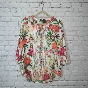 New Directions Floral Top Size Medium